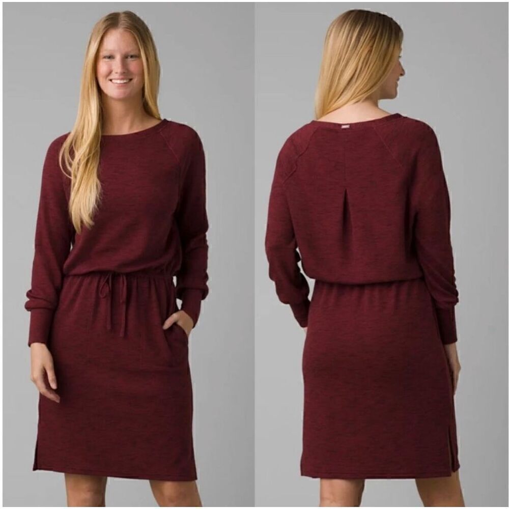 Prana Sunrise sporty lightweight buttery soft Dress maroon medium new